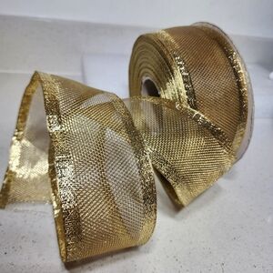 Vintage Wired Mesh Gold  Holiday Ribbon 55x2.5. New